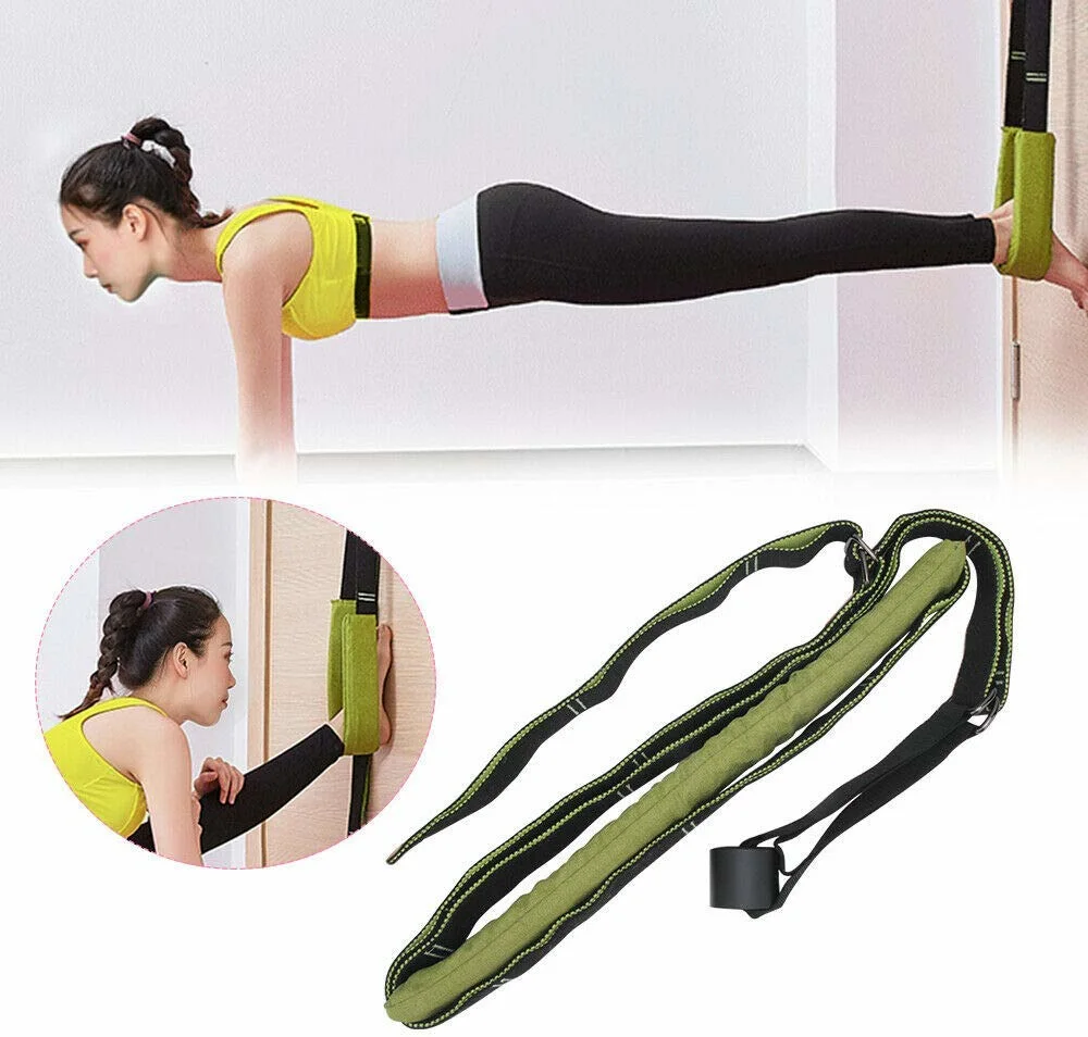 Multifunction Yoga Leg Stretcher Strap W/Door Anchor Waist Back Stretch Band Door Flexibility for Fitness Dance Yoga Gymnastics Cheer Splits Training Esg13007