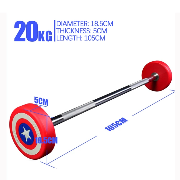 Captain America Weightlifting Barbell Curved or Straight Fixed Barbell Set