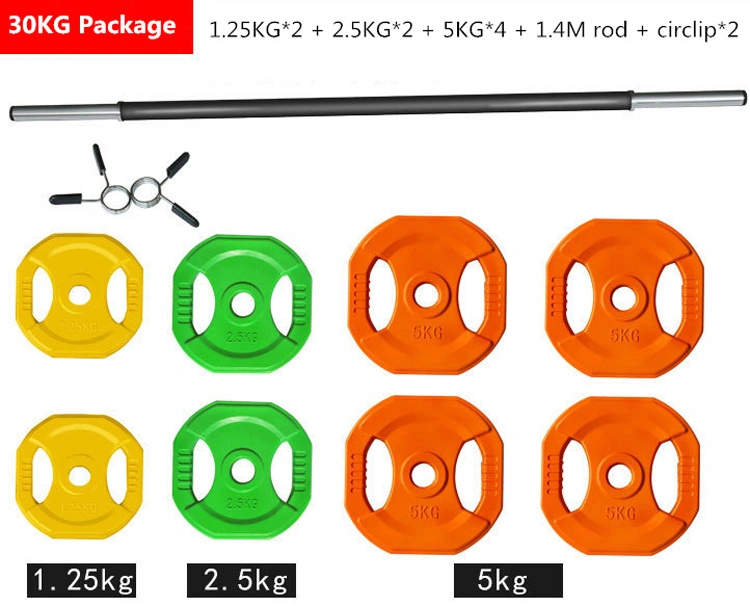 Factory Wholesale Fitness Sports Exercise Weight Plate Weight Lifting 20kg Color Adjustable Barbell Set