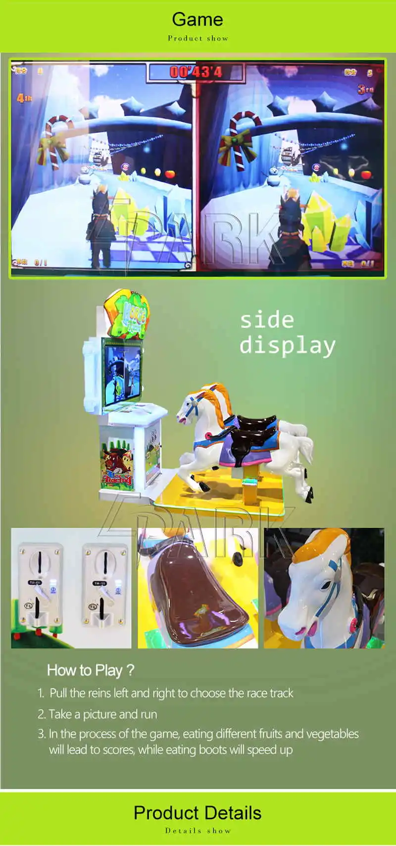 Epark Factory Double Player Horse Racing Ride Coin Operated Game Machine for Sale