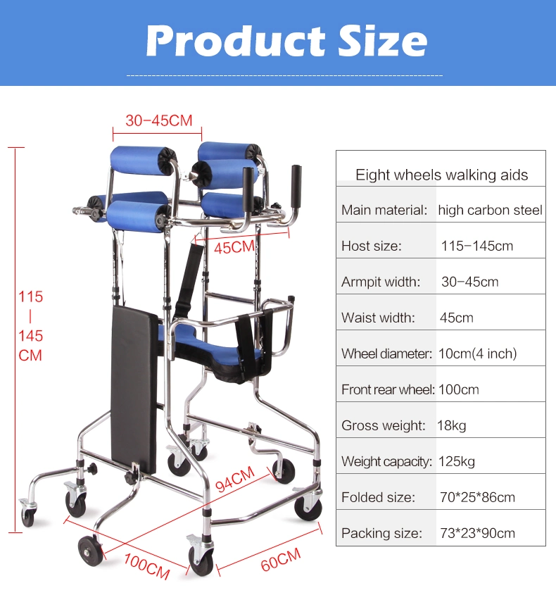 Elderly Walking Aid Stroke Hemiplegia Rehabilitation Equipment Handbrake Foot Brake 8 Universal Wheels